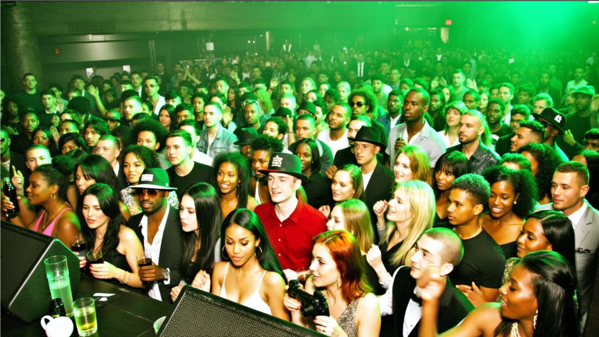 Screen shot of fully fixed faces in a crowd scene.